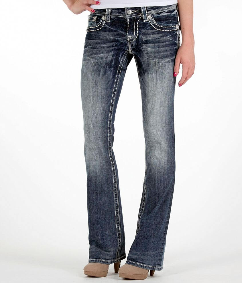 Rhinestone Mid-Rise Bootcut Jeans