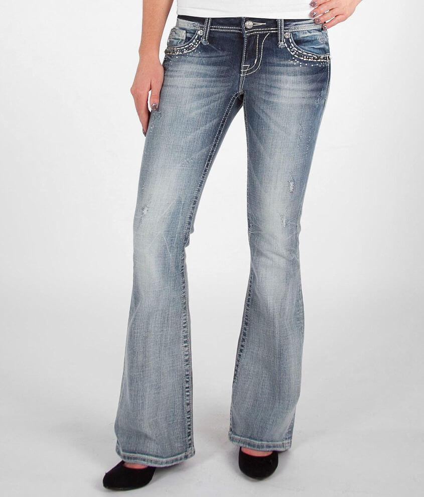 Miss Me Sequin Flare Stretch Jean front view