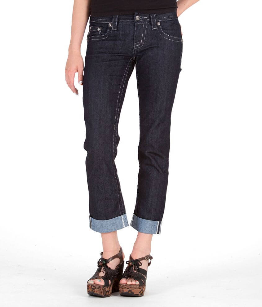 Miss Me Scroll Stretch Cropped Jean front view