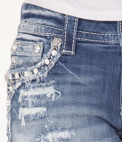 Miss Me Frayed Easy Stretch Short FRONT_POCKET