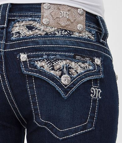 Miss Me Glitter Boot Stretch Jean back pocket view
