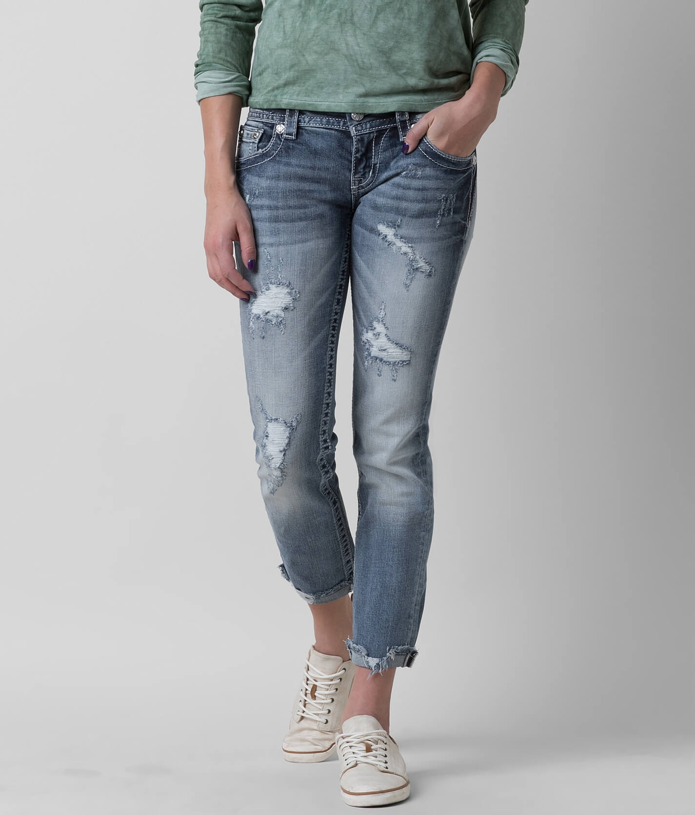 jean capris with holes