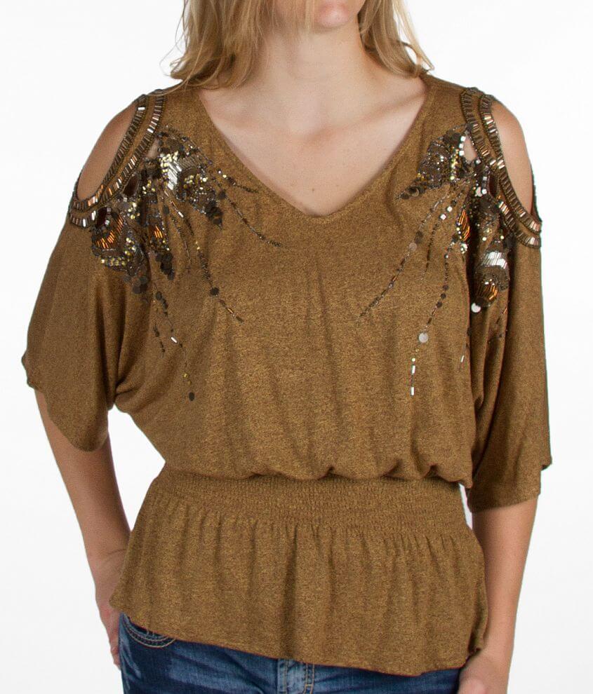 Miss Me Cold Shoulder Top front view