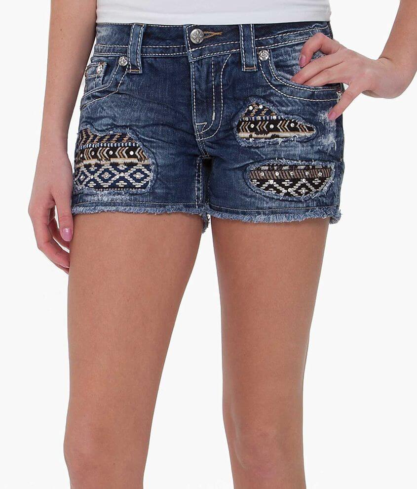 Miss Me Southwestern Stretch Short front view