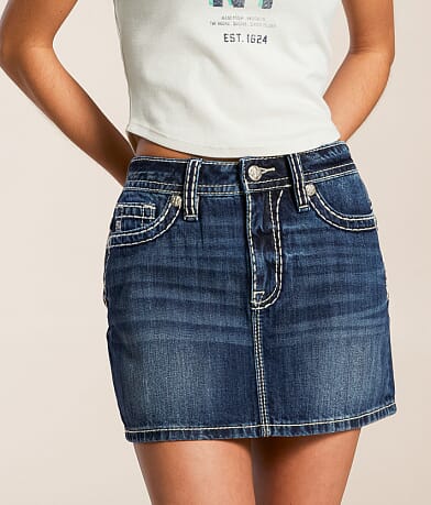Miss Me Mid-Rise Mini Denim Skirt front view