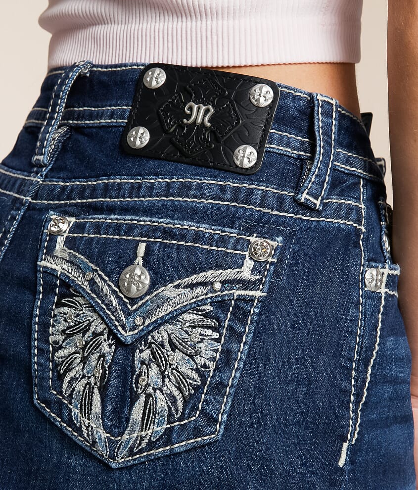 Mid-Rise Mini Denim Stretch Skirt - thumbnail 4