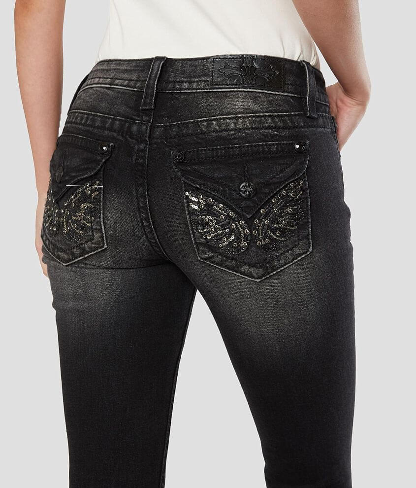 Miss Me Women's Dark Wash Mid Rise Cross Pocket Stretch Bootcut