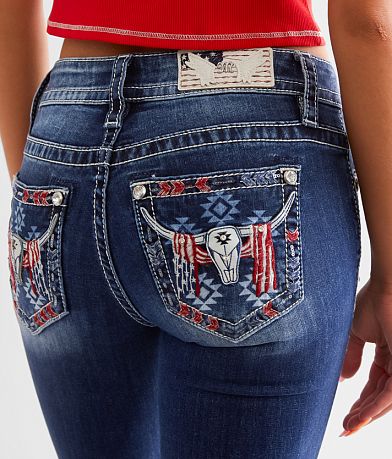 Miss Me Mid-Rise Boot Stretch Jean back pocket view