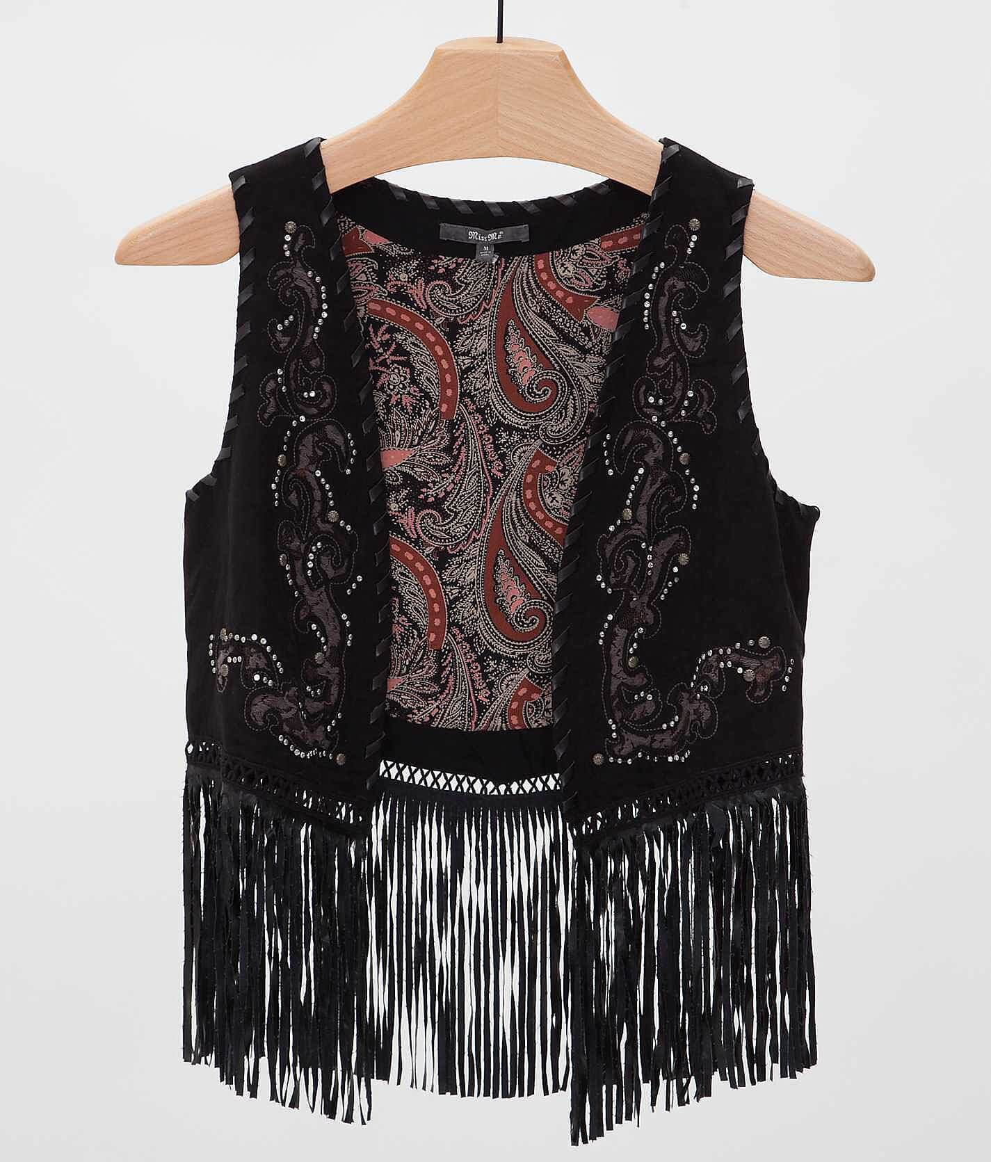 Miss Me Fringe Vest - Clothing in Black | Buckle