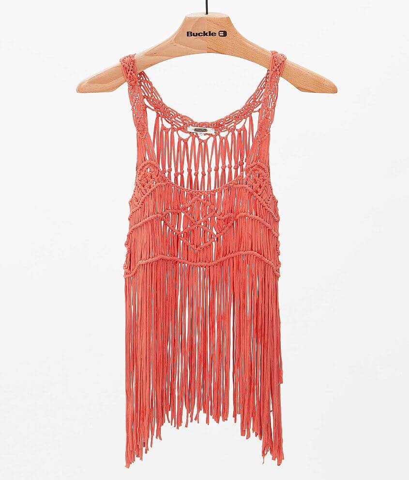 Miss Me Fringe Tank Top - Women's Tank Tops in Coral | Buckle