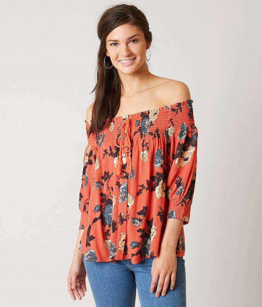 Miss Me Floral Top - Women's Shirts/Blouses in Coral Pink | Buckle
