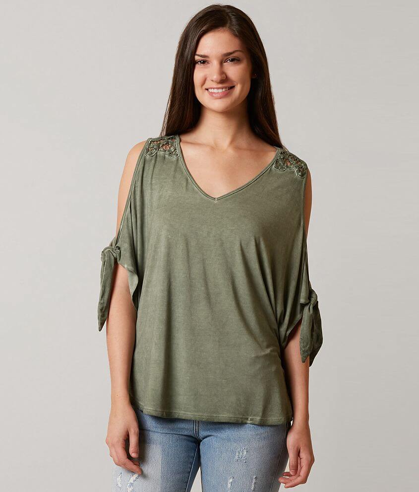 Marble Black Or Green Cold Shoulder Tunic Top 5310 *2 Colours* 