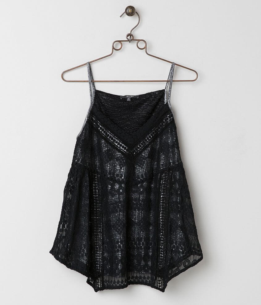 Buckle Black Lace Trim Tank Top - Women's Tank Tops in Raven