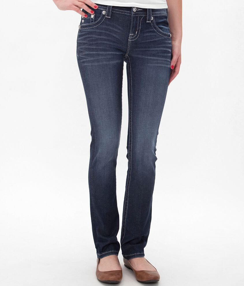 Miss Me Metallic Mid-Rise Straight Stretch Jean front view