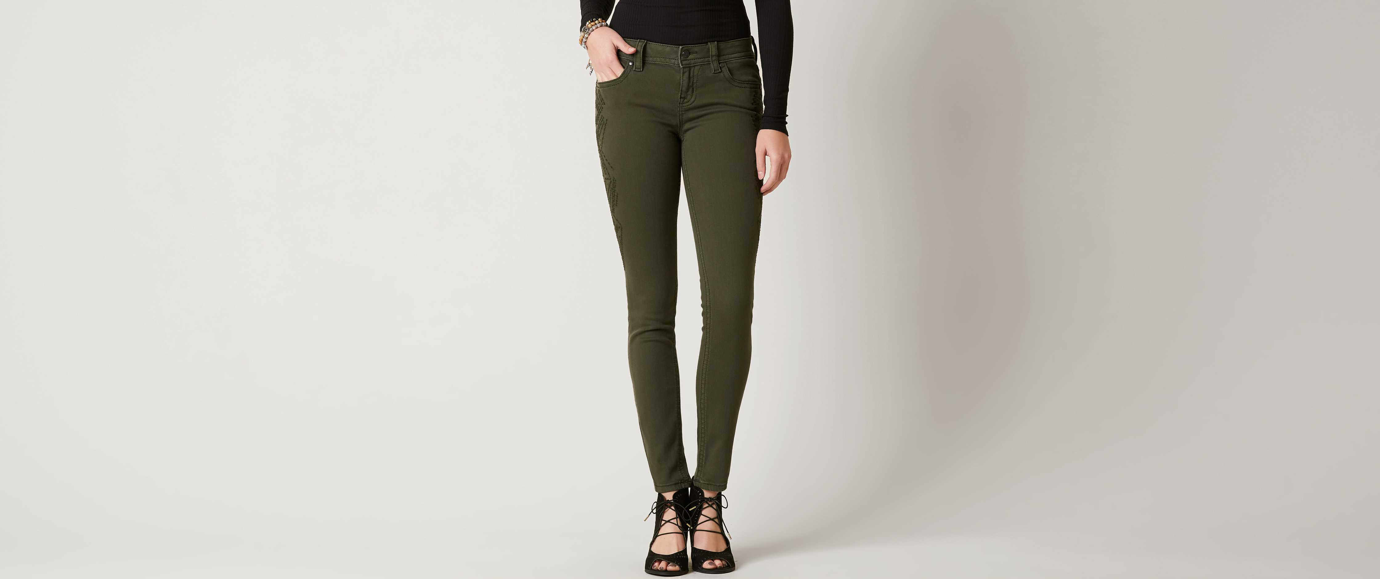 womens olive skinny jeans