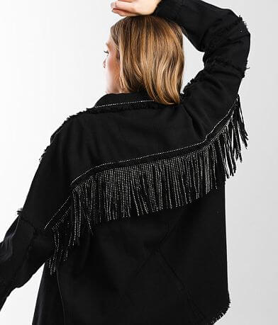 Miss Me Fringe Denim Jacket misc detail 1 view