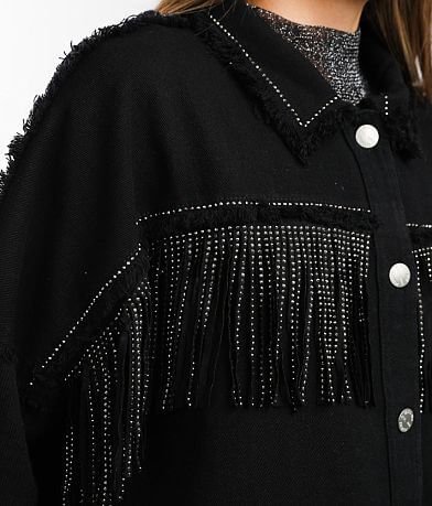 Miss Me Fringe Denim Jacket misc detail 2 view