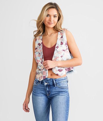 Miss Me Denim Sequin Vest full right side view