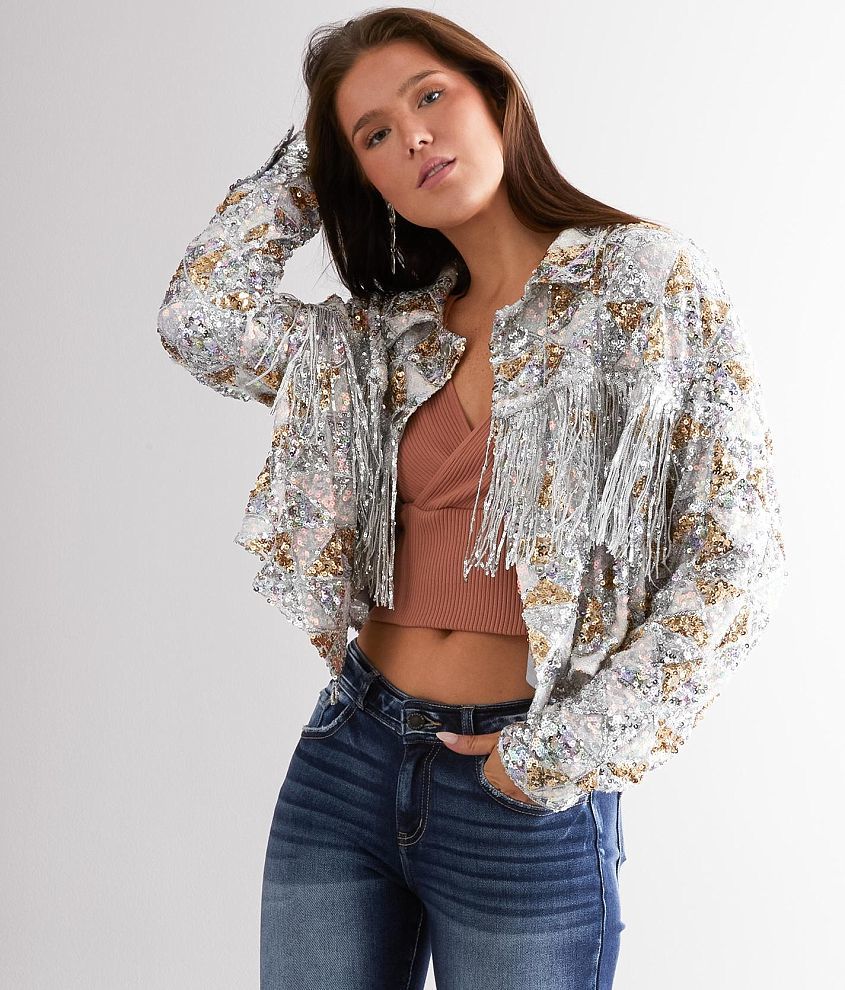 Fringe sequin jacket sale