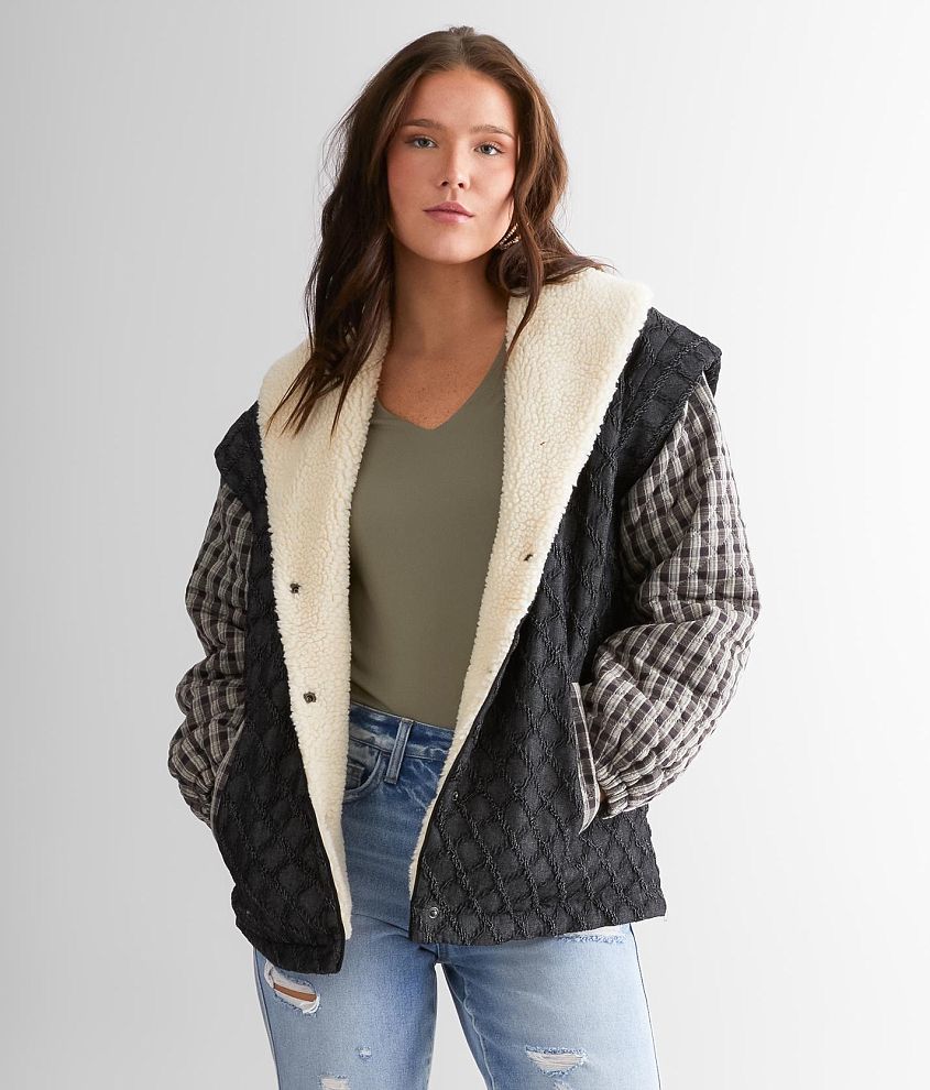 Plaid jacket hotsell with fur inside