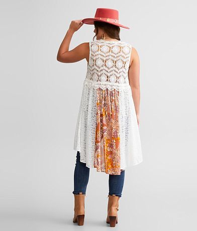 Miss Me Pieced Crochet Vest back view