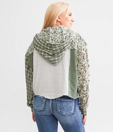 Miss Me Floral Pieced Denim Jacket BACK