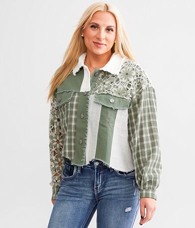Miss Me Floral Pieced Denim Jacket FULL_RIGHT_SIDE