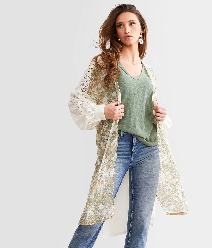 Miss Me Pieced Chiffon Kimono