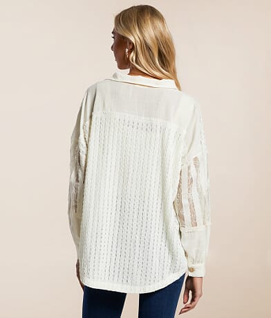Miss Me Pieced Lace Shirt back view