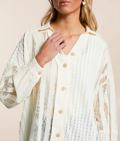 Miss Me Pieced Lace Shirt misc detail 1 view