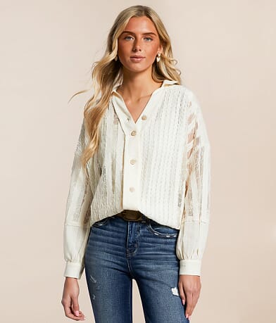 Miss Me Pieced Lace Shirt front view