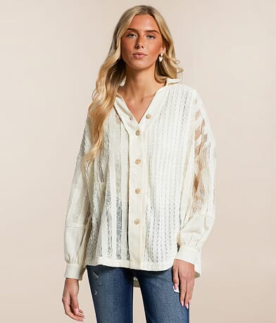 Miss Me Pieced Lace Shirt full left side view
