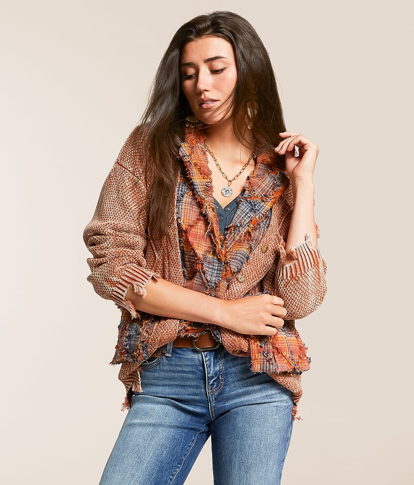 Pieced Cardigan Sweater - thumbnail 2