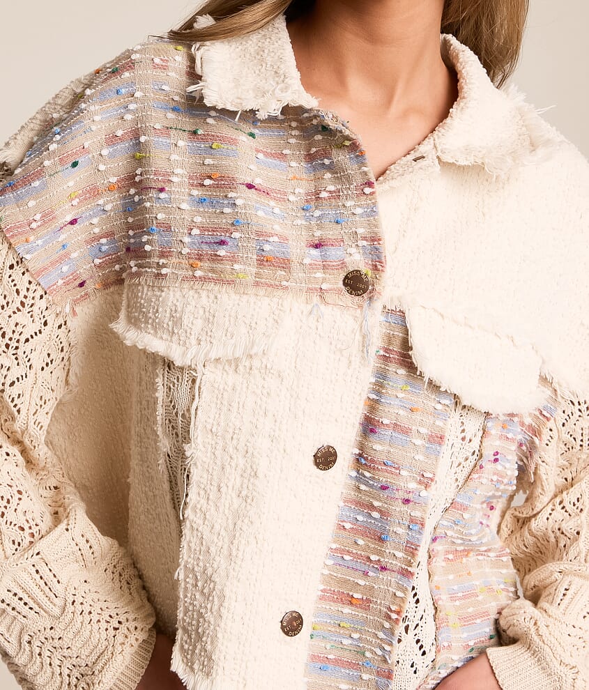 Pieced Crochet Cropped Jacket