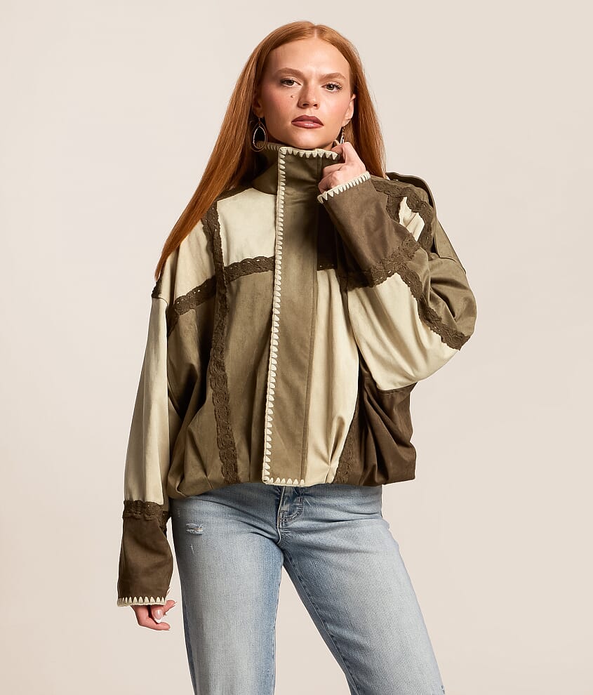 Miss Me Pieced Crochet Oversized Jacket - Women's Coats & Jackets