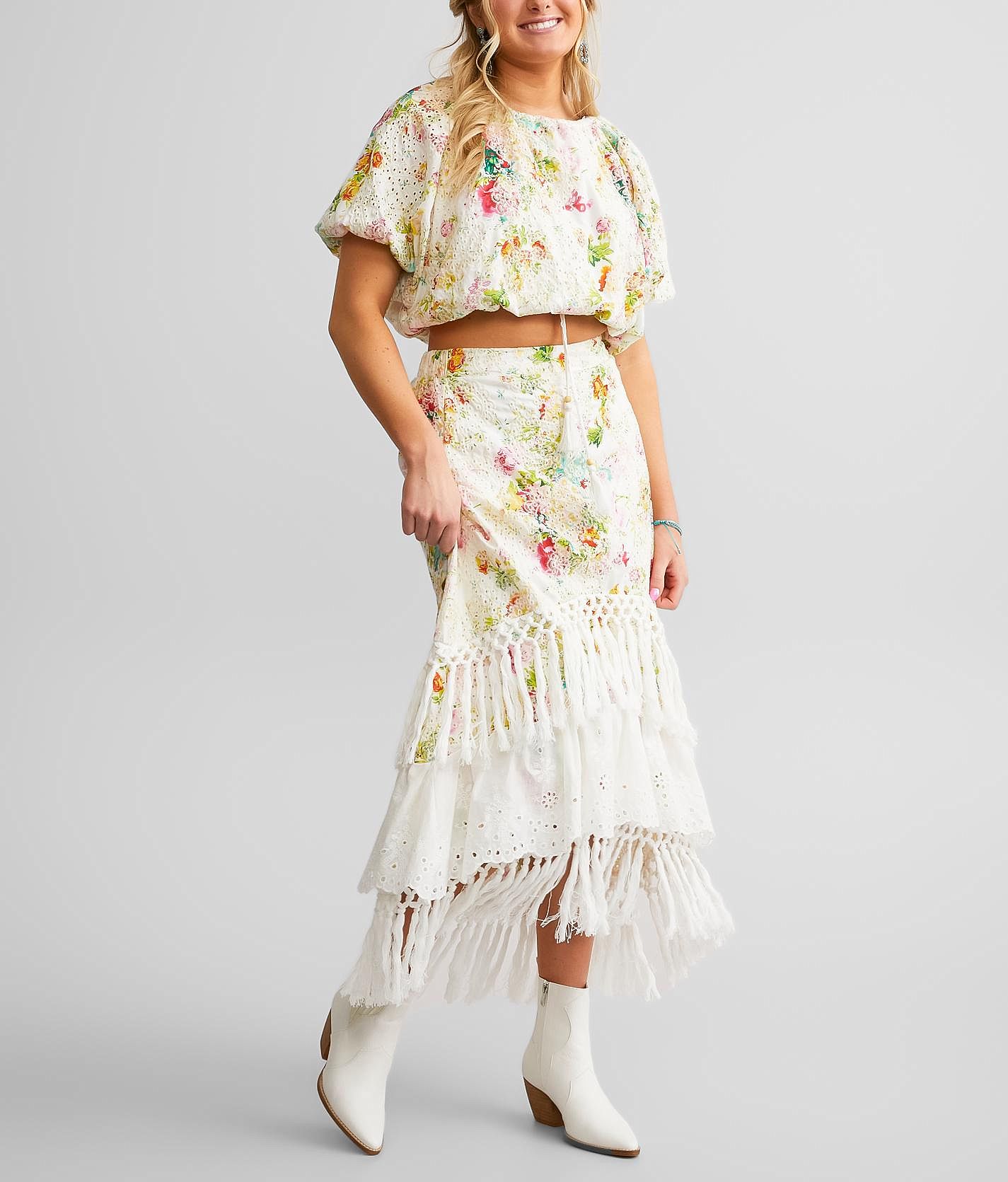 Miss Me Floral Tiered Maxi Skirt - Women's Skirts in Multi