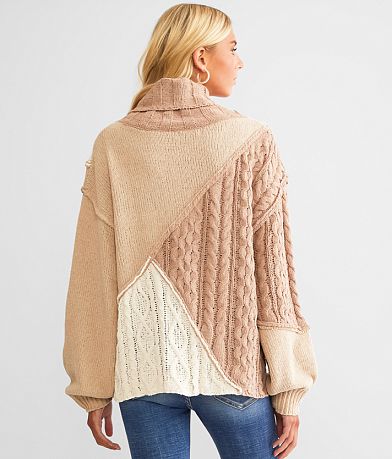 Miss Me Cable Knit Turtleneck Sweater BACK