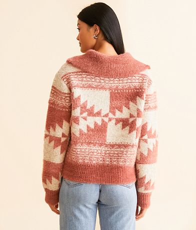 Miss Me Eyelash Aztec Sweater back view