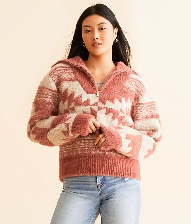 Miss Me Eyelash Aztec Sweater front view