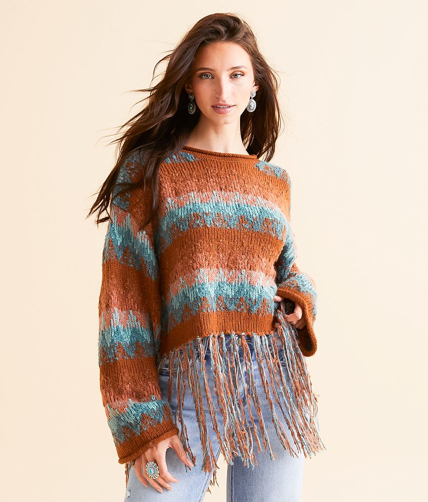 Miss Me Fringe Sweater front view