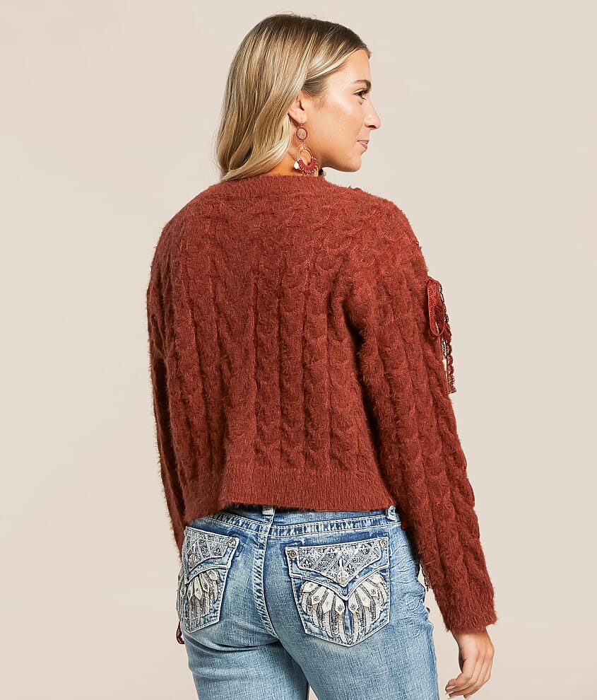 Eyelash Lace Cardigan Sweater - thumbnail 3