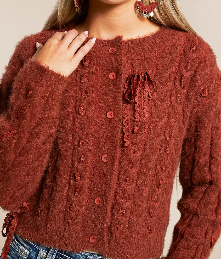 Eyelash Lace Cardigan Sweater - thumbnail 4