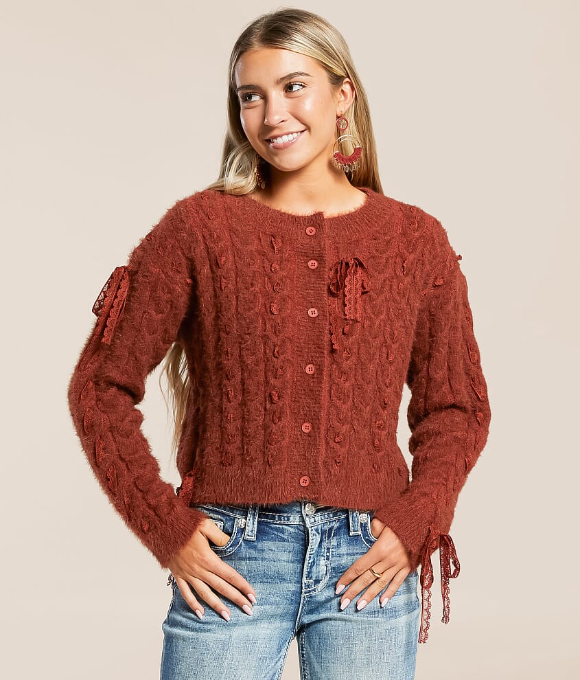 Eyelash Lace Cardigan Sweater - thumbnail 2