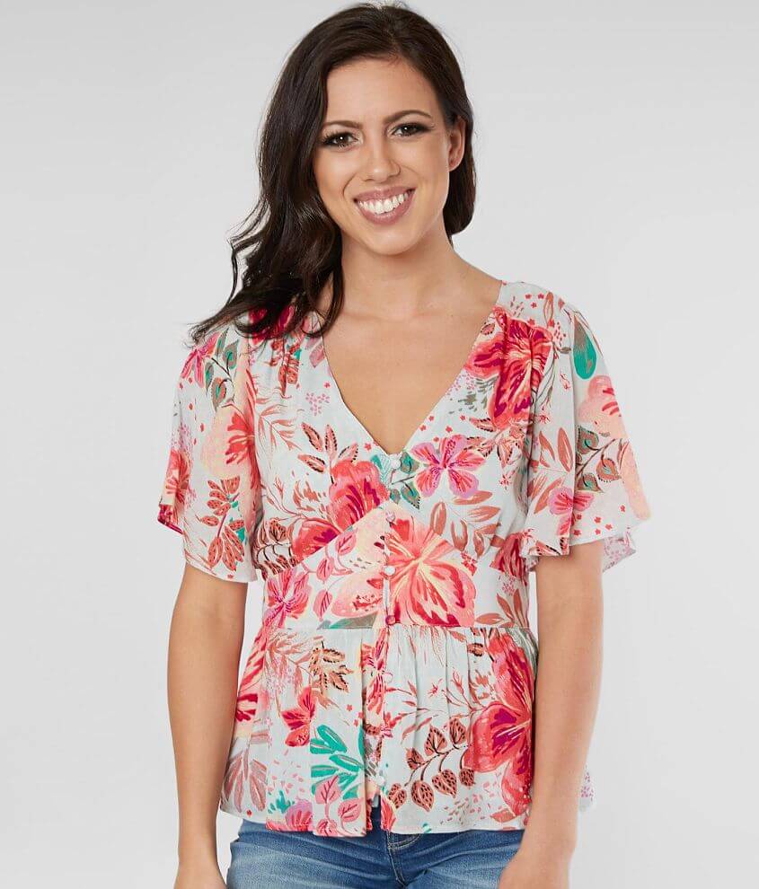Image of Miss Me Floral Button Down Blouse