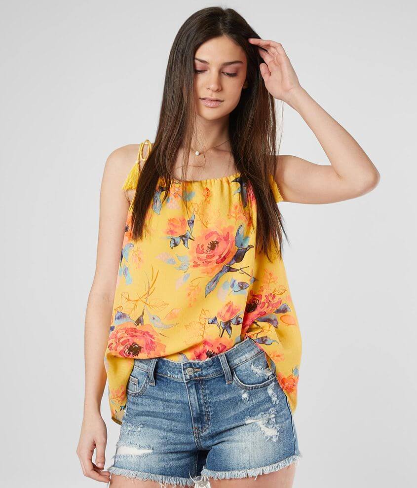 Miss Me Floral Chiffon Tank Top front view