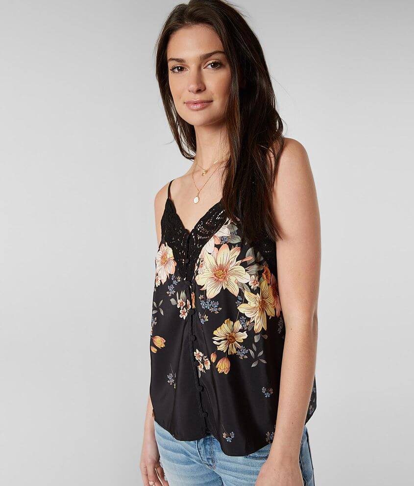 Miss Me Floral Chiffon Tank Top front view
