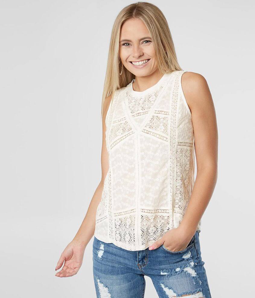 Miss Me Mix Match Lace Tank Top front view