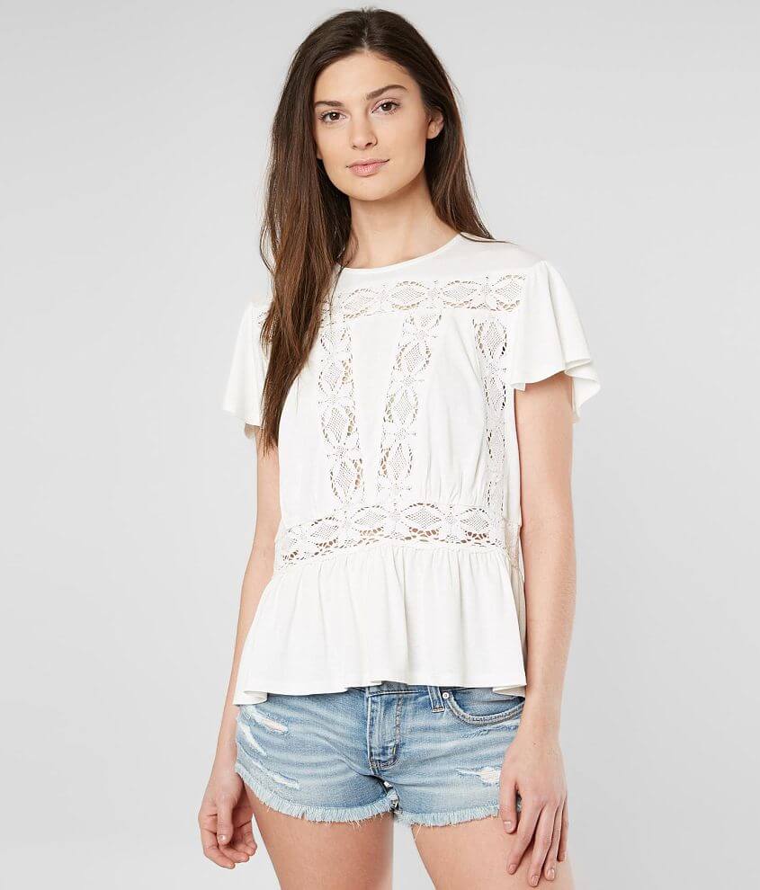 Miss Me Pieced Lace Top - Women's Shirts/Blouses in White | Buckle