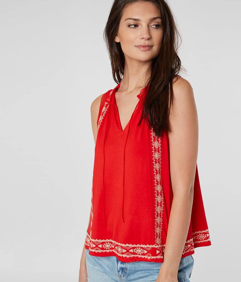 Image of Miss Me Embroidered V-Neck Tank Top