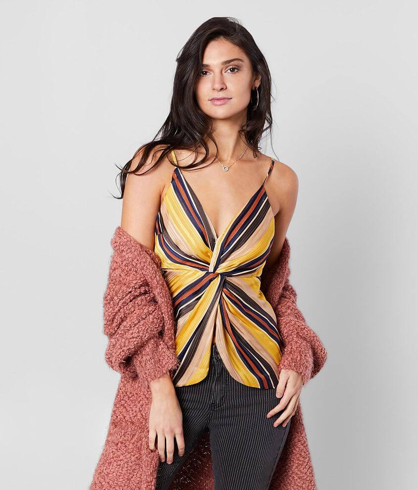 Image of Miss Me Striped Chiffon Tank Top